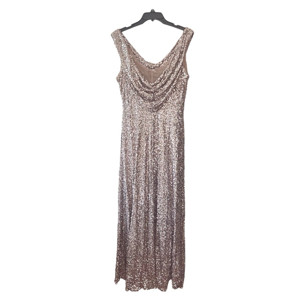 Cachet Elegant Sequin Sleeveless Evening Gown Silver Grey Size 12 - Picture 2 of 6